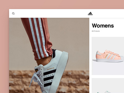 Layout 3.1 | Adidas Concept 1 Sneak Peak adidas desktop e commerce fashion minimal pink shoes sketch superstar trainers ui unsplash ux website woman