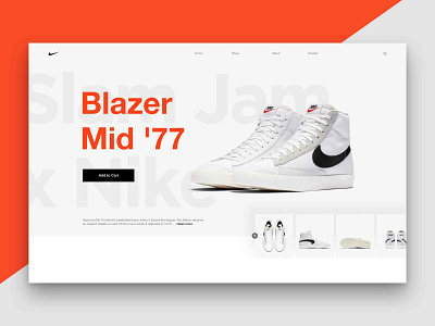 Layout 4.6 | Nike Blazer '77 blazer design ecommerce hype hypebeast jam landing mid minimal nike orange photoshop shoes slam trainers ui ux website