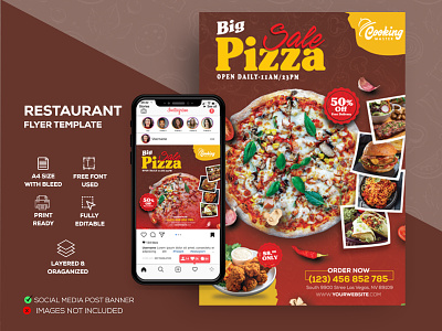 Piza Flyer Template business card corporate business card fiverr flyer design food minimal modern