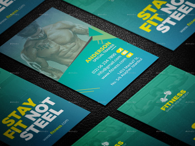 GYM Business Card barbell body business card clean coach creative crossfit exercise fitness fitness center green gym health healthy kettlebell lift lifting personal power powerpoint