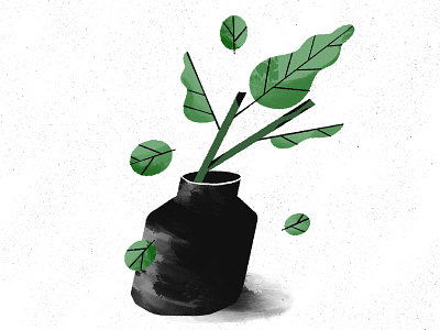 Leaves in a vase 🍃 black blue drawing green illustration leaf procreate summer vase