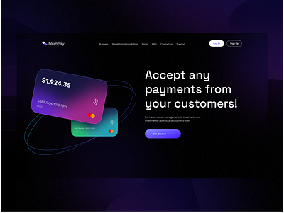 Payments. Hero section. crypto design landing page logo ui веб дизайн