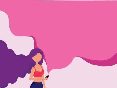 Woman playing phone mood design illustration ui web website