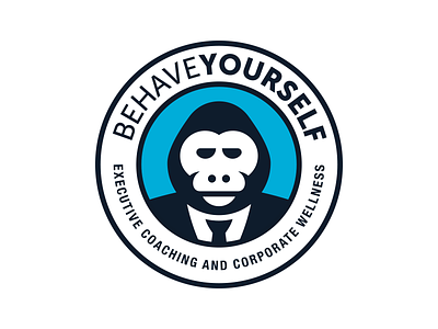 Behave Yourself animal ape badge gorilla logo logo design monkey suit tie
