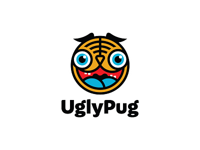 UglyPug animal bulldog dog face head logo logo design pet pug ugly