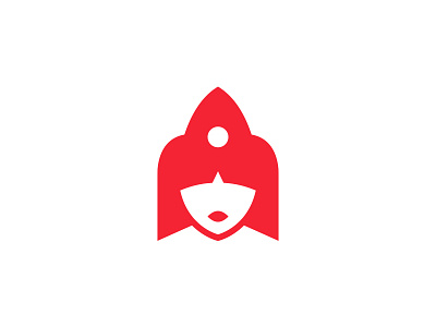 Miss Rocket face female hair head logo logo design miss rocket