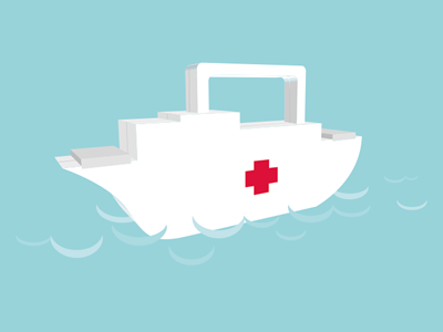 Mercy Ships combine first aid flat illustration medical mercy object to object ocean safety sea ship white