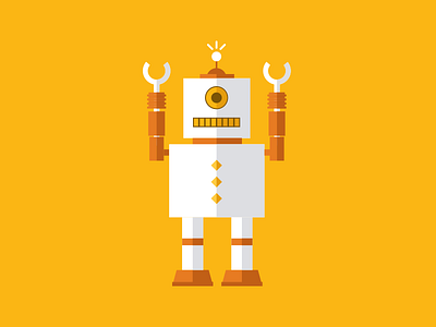 Robot excited illustration orange robot yellow