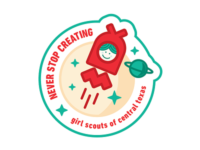 Girl Scout Patch bot creating girl girl scout green patch red robot scout space texas