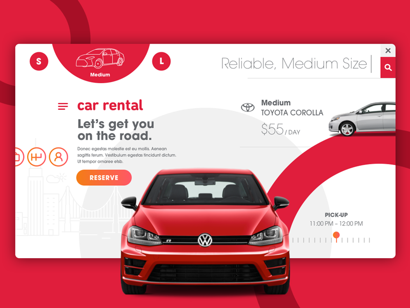 Car Rental Moodboard car rental cars iconography layout moodboard price product red search skyline time ui