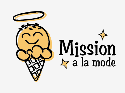 Ice Cream with a Mission charity cone cute face halo happy ice cream illustration mission retro scoop smile vintage waffle cone