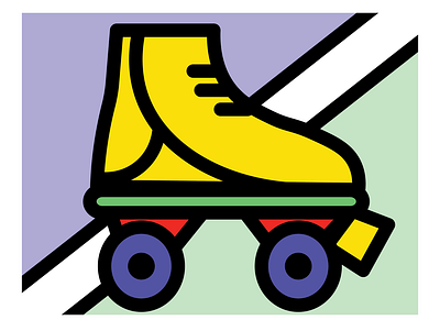 Rollerskate bold cartoon design fun illustration popart rollerskate vector illustration yellow