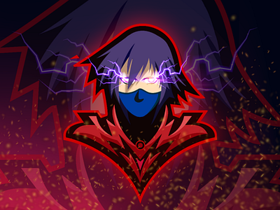 Red Ninja Lightning Eye anime art brand business caricature cartoon character design flat flat design hot human hunterlancelot lightning logo logo design mascot mascot design ninja quarantine