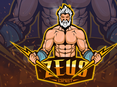 Thunder God Zeus anime art brand business caricature cartoon character design flat flat design gaming gaming logo human hunterlancelot lightning logo logo design mascot quarantine thunder