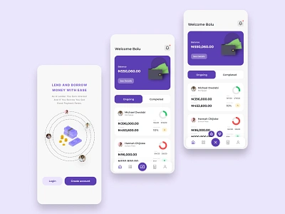 Peer-To-Peer Fintech App app beautiful design figmaafrica figmanigeria fintech mobileapp moneylending ui uidesign
