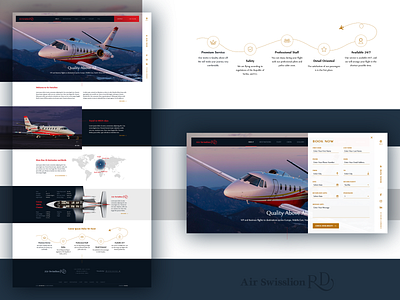 Homepage with an expandable sidebar for an air charter company