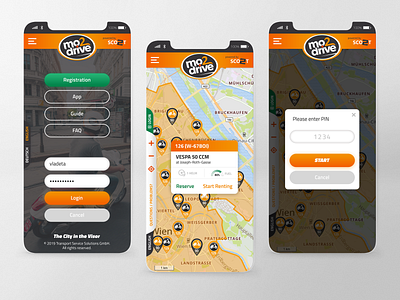 Mobile app redesign project for mo2drive scooter sharing