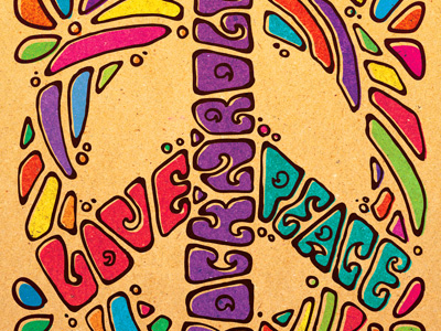 Love Peace Rock`n`roll Lettering Composition flower hippie ink love music paper peace rock vintage