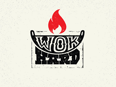 Wok Hard Street Food Place Illustration Concept chinese cooking fire flame food restaurant street wok
