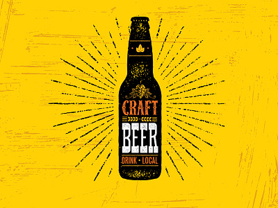 Craft Beer DrinK Local Illustration Concept beer bottle brewing drink hop local yellow