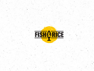 Fish And Rice Poke Bar Logo Concept asian fish grain local food organic rough