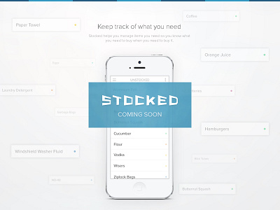 Stocked Coming Soon app clean flat iphone landing mobile stocked ui