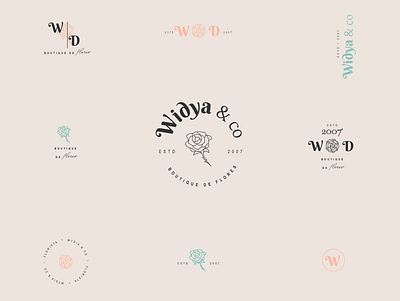 "Wydia & CO" Visual Identity bouquets branding design logo typography vector weddings