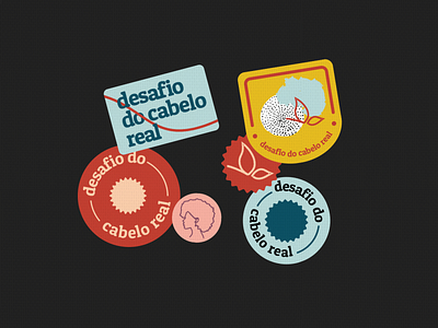 Desafio do Cabelo Real Visual Identity Stickers branding design illustration stickers