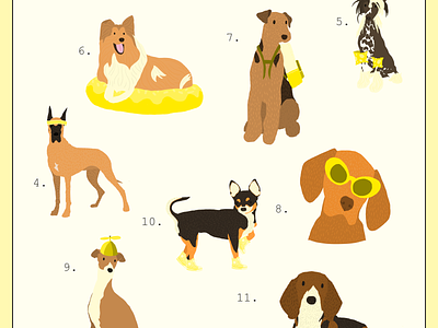 Summer Pups branding design dogs flat icon illustration