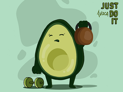 Avocado Just Do It avocado green gym illustration motivation nike sport training vegatable