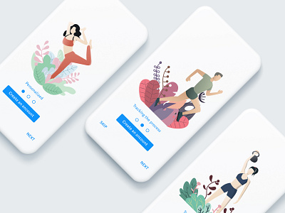 Fitness app get started app design draw fitness fitness app get started gym gym app illustration run running tracking ui yoga