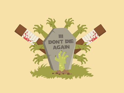 don't die again 2d blood design graphics grave guide hand illustration motion typography undead zombie