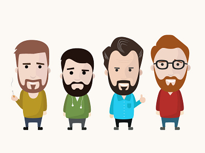 Bearded dudes 2d avatar beard boy character design graphics hipster illustration male men people