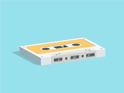 Tape 3d audio cassette icon illustration isometric music old school retro