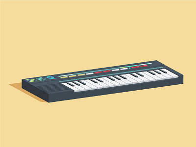 Keyboard 3d audio icon illustration isometric music old school piano retro