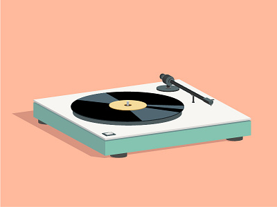 Recordplayer 3d audio disco dj illustration isometric music old school record retro turntable vinyl