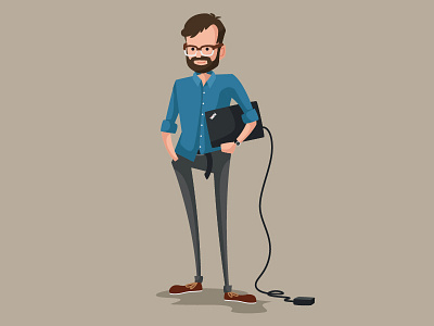Nerd 2d beard boy character computer design geek human illustration man nerd people