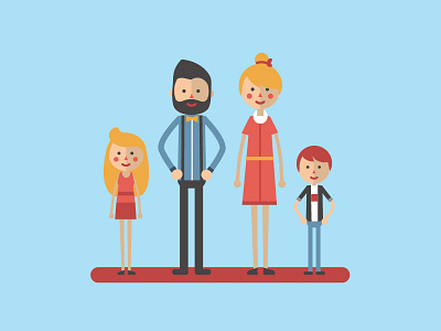 happy family 2d character design family flat illustration kid man parents people simple woman