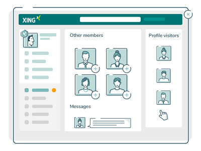 Xing Website 2d branding character design flat graphics illustration people ui vector website