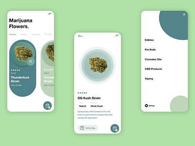Marijuana Flowers App UI Design adobexd app app design appdesign creative design design iosapp nasrudeen ansari ui ui designer