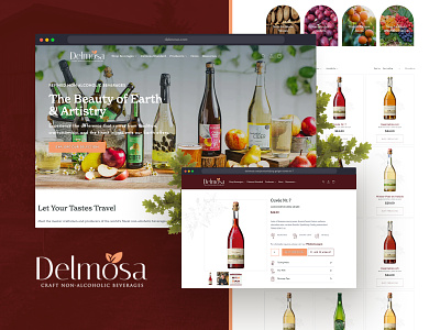Delmosa Beverages - New Website Design & Build add to cart alcohol beverages branding burgundy cider ecommerce marketplace peach producers shopify store ui ux web design website wine