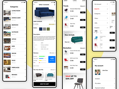 Online furniture store app design