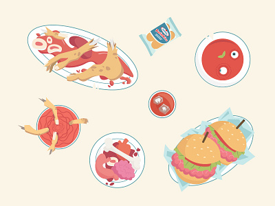 Zombie Food 2d blood burger dead food illustration meat