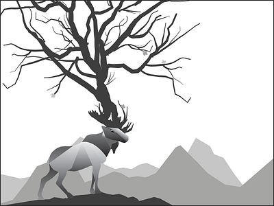 Moose Vector Illustration gray illustration illustrator moose mountains shapes tree vector