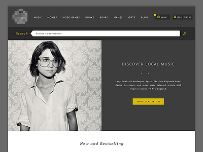 Record Store Draft dark gray ui website yellow