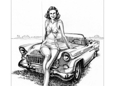 Pinup Portrait automobile car chevrolet girl pin up pinup portrait vehicle woman