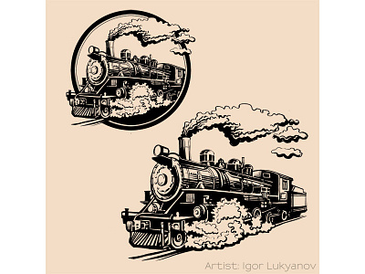 Freehand Drawn Locomotive (Logo Element) locomotive logo train transport vintage train