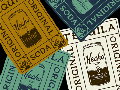 Hecho Tequila Soda branded content illustration lettering lockup merch poster seltzer sticker tequila typography