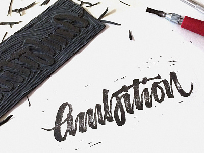 Ambition in a cup Lino Block Pt.2 calligraphy hand lettering hand made type hand writing handmade lettering letters tombow typography