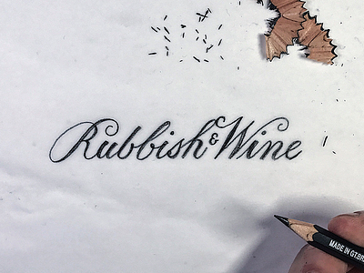 Rubbish & Wine calligraphy handlettering handmade handmadetype lettering logotype roundhand sketch
